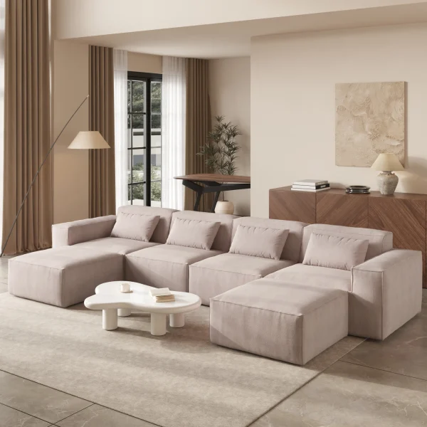 Modular Cloud Couch with Two Ottomans