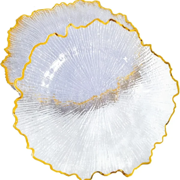 Elegant Gold Rim Floral Chargers