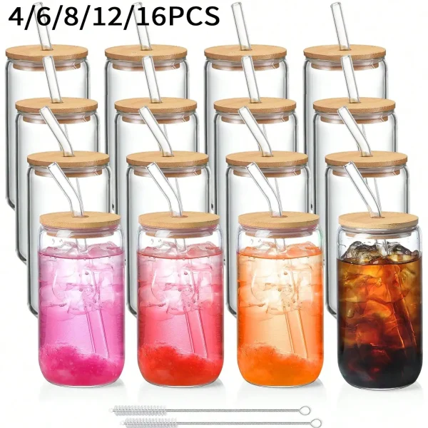 Glass Cups With Straws